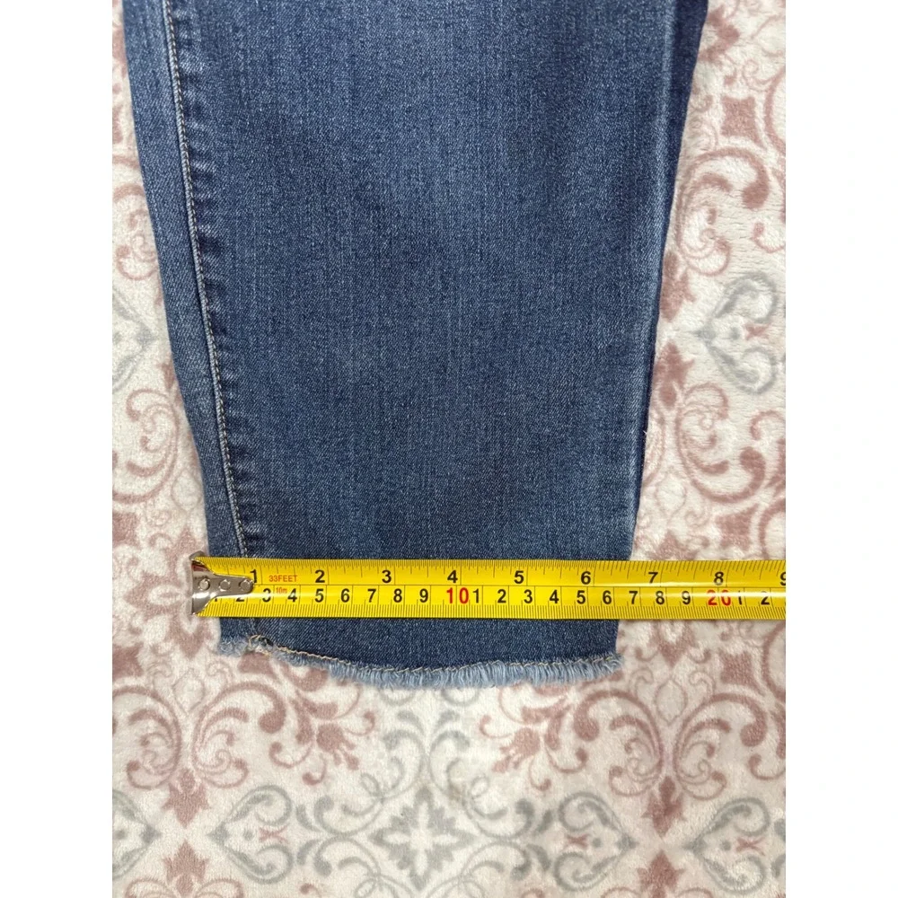 1822 Denim Womens Plus 24W Skinny Jeans Medium Wash Raw Hem Stretch Blue